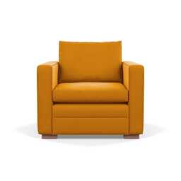 Heal's Palermo Armchair Nobilis Velvet Mustard Walnut Feet - thumbnail 1