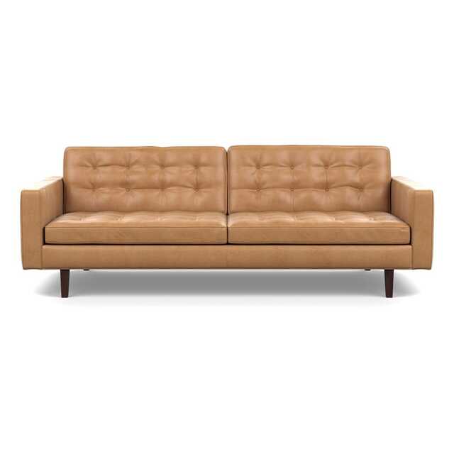 Heal's Hepburn 4 Seater Daino Leather Parchment Black Feet