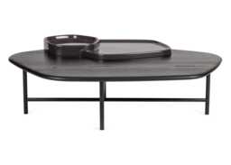 Ligne Roset Lewa Low Coffee Table Black Stained Ash Top Black Cermaic Holder