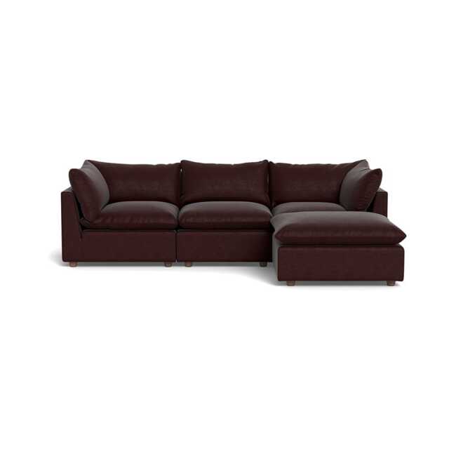 Heal's Astrid Right Hand Facing Corner Sofa Smart Luxe Velvet Acorn Walnut Stained Beech Feet