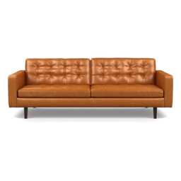 Heal's Hepburn 4 Seater Stonewash Leather Toffee 277 Wenge Feet