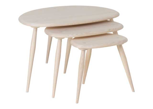 Ercol Pebble Nest of Coffee Tables in Whitened Ash