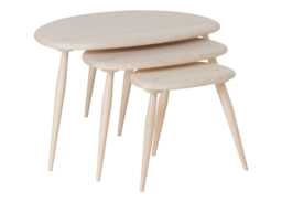 Ercol Pebble Nest of Coffee Tables in Whitened Ash
