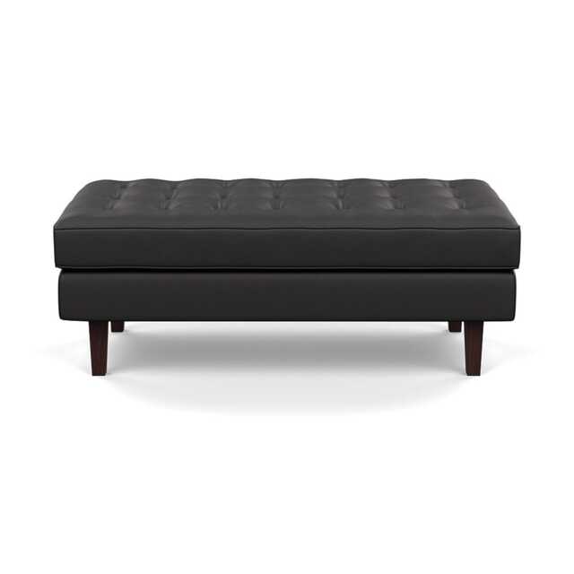 Heal's Hepburn Ottoman In Leather Px30 Graphite 063 With