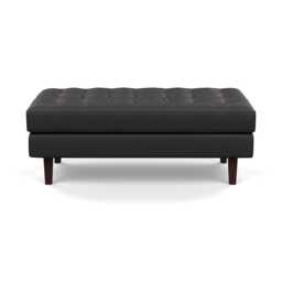 Heal's Hepburn Ottoman In Leather Px30 Graphite 063 With