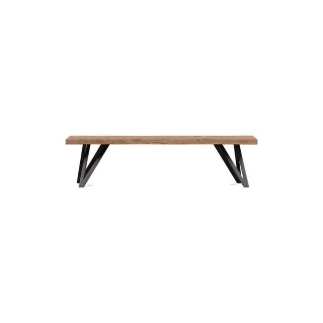 Heal's Vienna Bench 160x35cm Smoked Oiled Oak Natural Edge Filled