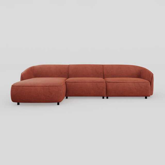 Heal's Aurelie Large Chaise Sofa LHF Smart Luxe Velvet Tawny