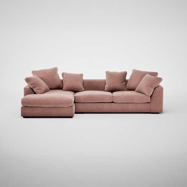 Heal's Cumulus Left Hand Facing Corner Sofa Smart Luxe Velvet Dusky Pink Black Feet