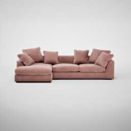 Heal's Cumulus Left Hand Facing Corner Sofa Smart Luxe Velvet Dusky Pink Black Feet