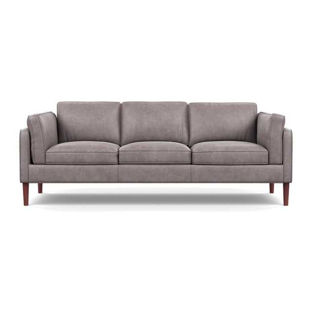 Heal's Sonno 4 Seater Heritage Leather Stone Grey 2060 Walnut Feet - image 1