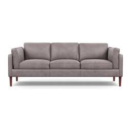 Heal's Sonno 4 Seater Heritage Leather Stone Grey 2060 Walnut Feet