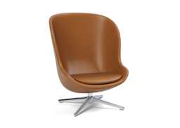 Normann Copenhagen Hyg Lounge Chair High Swivel Alu Ultra Leather - thumbnail 1