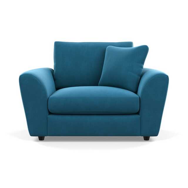 Heal's Snooze Loveseat Smart Velvet Ocean Black Feet