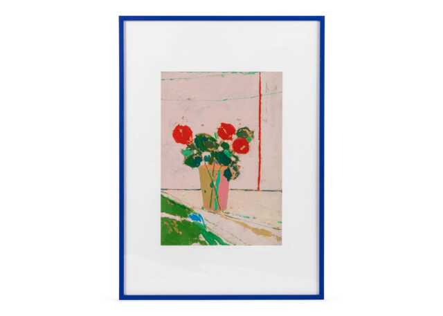 Martha Holmes Red Geraniums at Glebe House 50 x 70cm