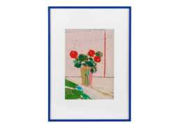 Martha Holmes Red Geraniums at Glebe House 50 x 70cm