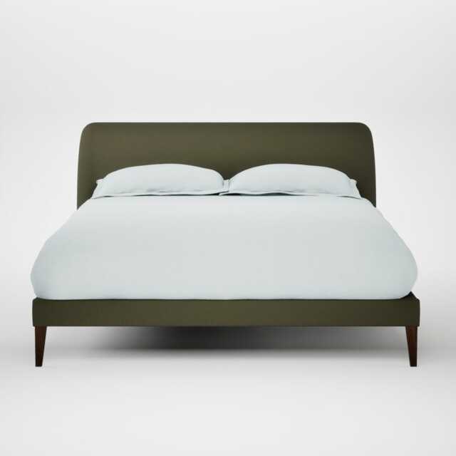 Heal's Wallis Bed King Smart Cotton Linen Myrtle Walnut Stained Feet
