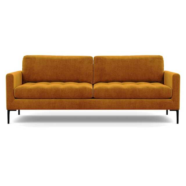 Heal's Eton 4 Seater Sofa Smart Luxe Velvet Cognac Black Feet