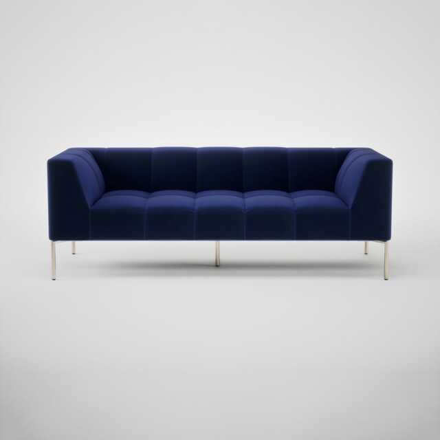 Heal's Quadro 3 Seater Sofa Nobilis Velvet Neptune Stainless Steel Feet