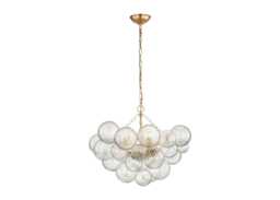 Visual Comfort Talia Chandelier Pendant Light Gild/Clear Swirled Glass Medium