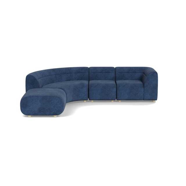 Heal's Lilli Left Hand Facing Curved Corner Sofa Broadweave Lagoon Natural Beech Feet