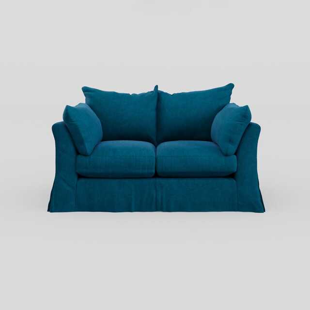 Heal's Tailor Loose Cover 2 Str Sofa Velvet Teal Natural Beech Feet