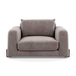 Heal's Nuvola Loveseat Smart Luxe Velvet Mushroom Walnut Stained Feet