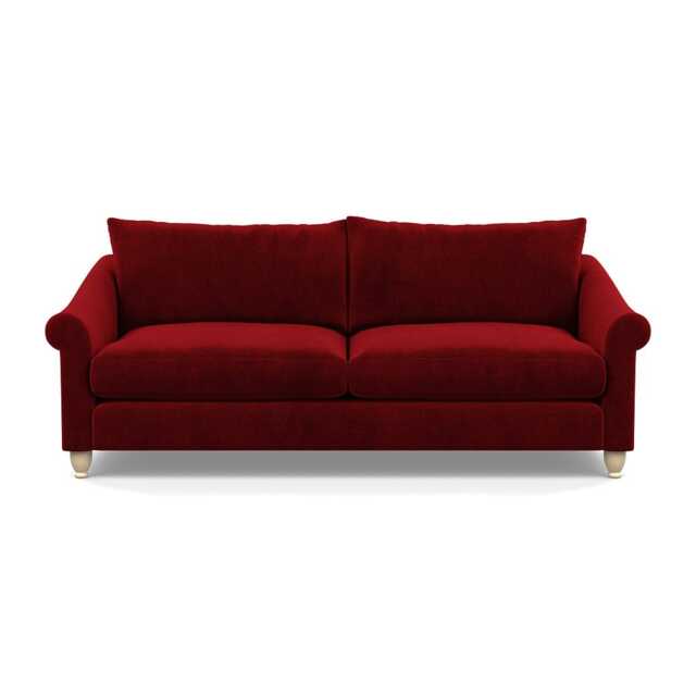 Heal's Devon 4 Seater Sofa Smart Luxe Velvet Mulberry Natural Feet