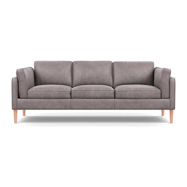 Heal's Sonno 4 Str Sofa Heritage Leather Stone Grey 2060 Natural Feet - image 1