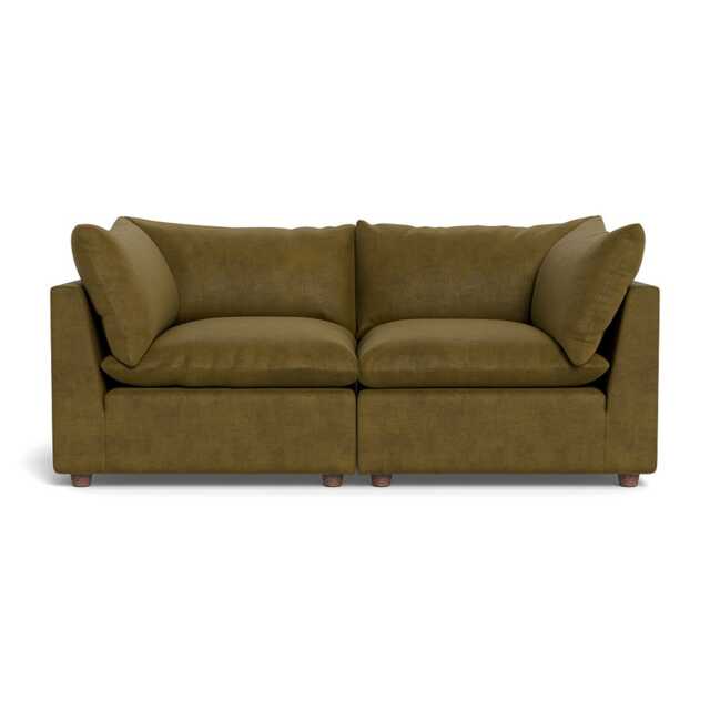 Heal's Astrid 3 Seater Sofa Smart Luxe Velvet Peridot Walnut Stained Beech Feet