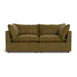Heal's Astrid 3 Seater Sofa Smart Luxe Velvet Peridot Walnut Stained Beech Feet
