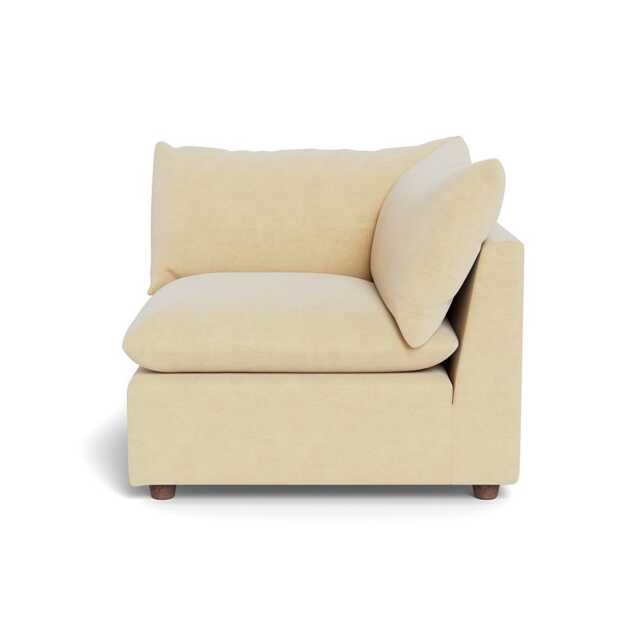 Heal's Astrid Corner Unit Smart Luxe Velvet Biscuit Walnut Stained Beech Feet