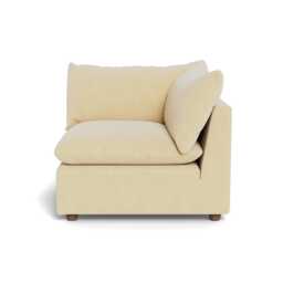 Heal's Astrid Corner Unit Smart Luxe Velvet Biscuit Walnut Stained Beech Feet