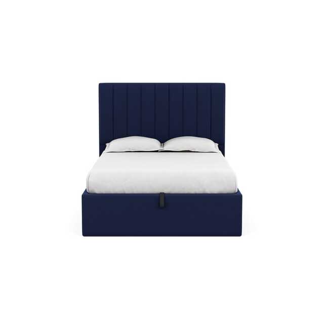 Heal's Lift Storage Divan Double Melton Wool New Navy Natural Feet