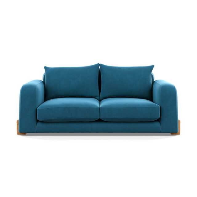Heal's Nuvola 2 Seater Sofa Smart Velvet Ocean Natural Oak Feet
