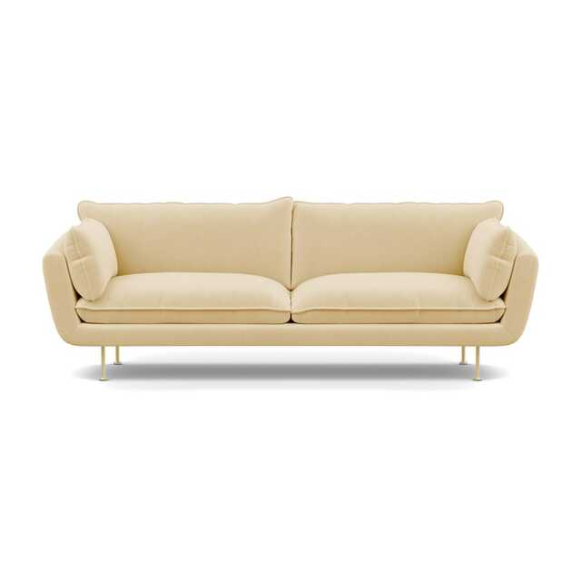 Heal's Allora 4 Seater Sofa Smart Luxe Velvet Biscuit Brass Feet