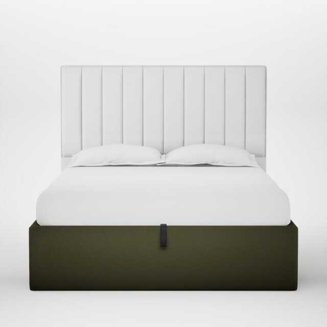Heal's Lift Storage Divan King Smart Cotton Linen Myrtle Black Feet