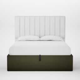 Heal's Lift Storage Divan King Smart Cotton Linen Myrtle Black Feet