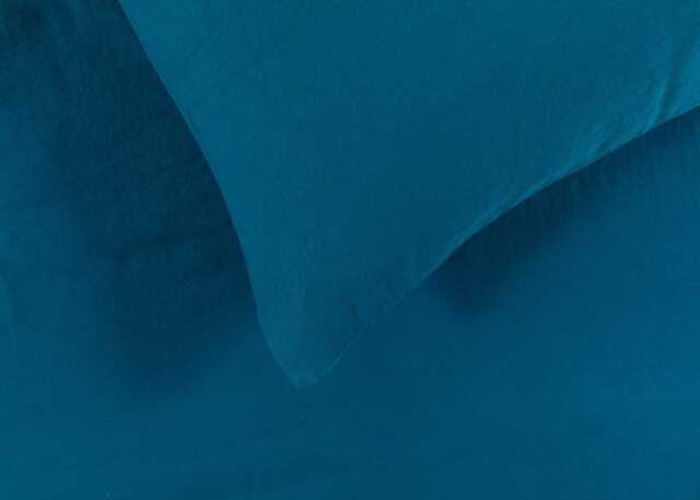 Heal's Organic Cotton Sateen Petrol Blue Fitted Sheet Single