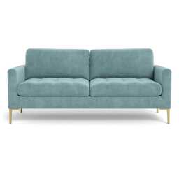 Heal's Eton 3 Seater Sofa Smart Luxe Velvet Mineral Blue Brass Feet