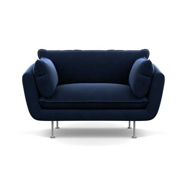 Heal's Allora Loveseat Smart Velvet Dusk Stainless Steel Feet