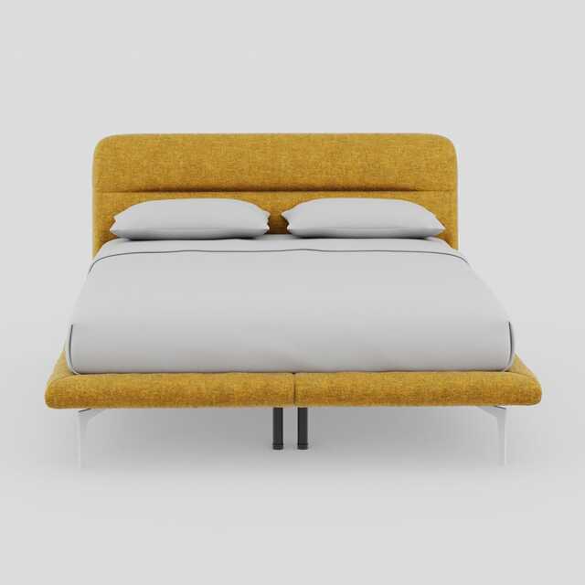 Heal's Gia Bed King Nova Velluto Corn Box Sprung Chrome Feet