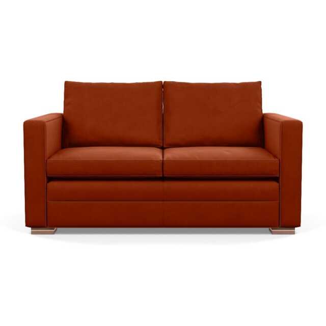 Heal's Palermo 2 Seater Sofa Nobilis Velvet Rust Brass and Walnut Feet