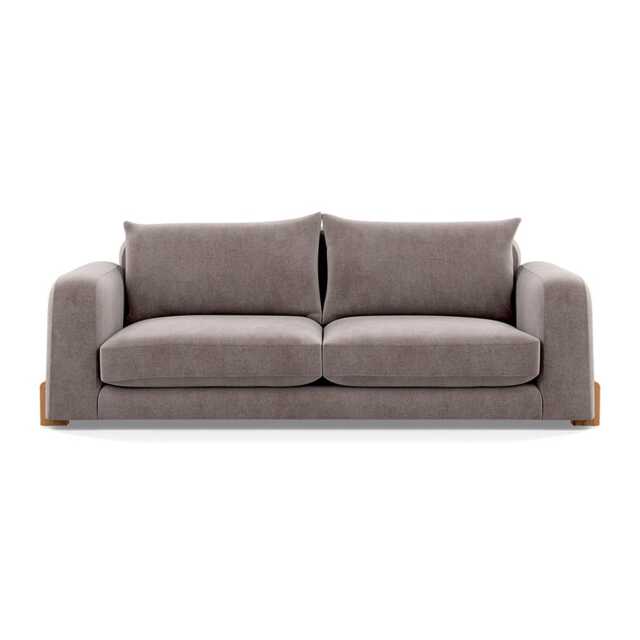 Heal's Nuvola 4 Seater Sofa Smart Luxe Velvet Mushroom Natural Oak Feet