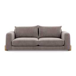 Heal's Nuvola 4 Seater Sofa Smart Luxe Velvet Mushroom Natural Oak Feet