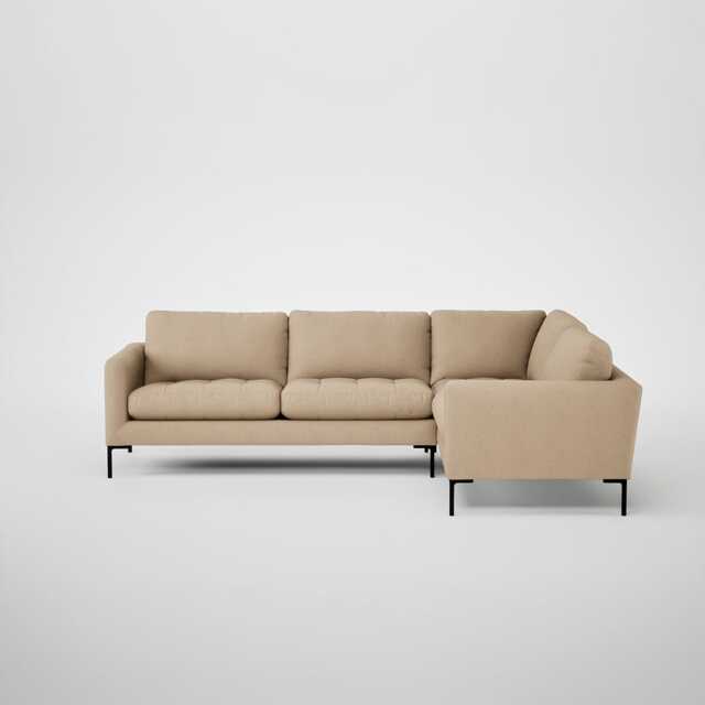 Heal's Eton Right Hand Facing Corner Sofa Capelo Linen-Cotton Bamboo Black Feet