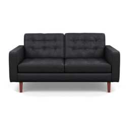 Heal's Hepburn 2 Seater Liena Leather Black 622 Walnut