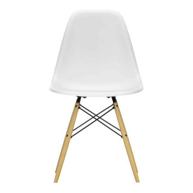 Vitra Eames DSW Side Chair RE in Cotton White 02 Golden Maple Base 05 Glides - image 1