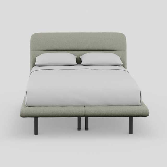Heal's Gia Bed Double Siena Cotton Pistachio Slats, Black Feet