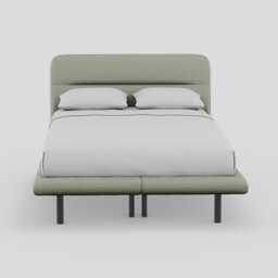 Heal's Gia Bed Double Siena Cotton Pistachio Slats, Black Feet