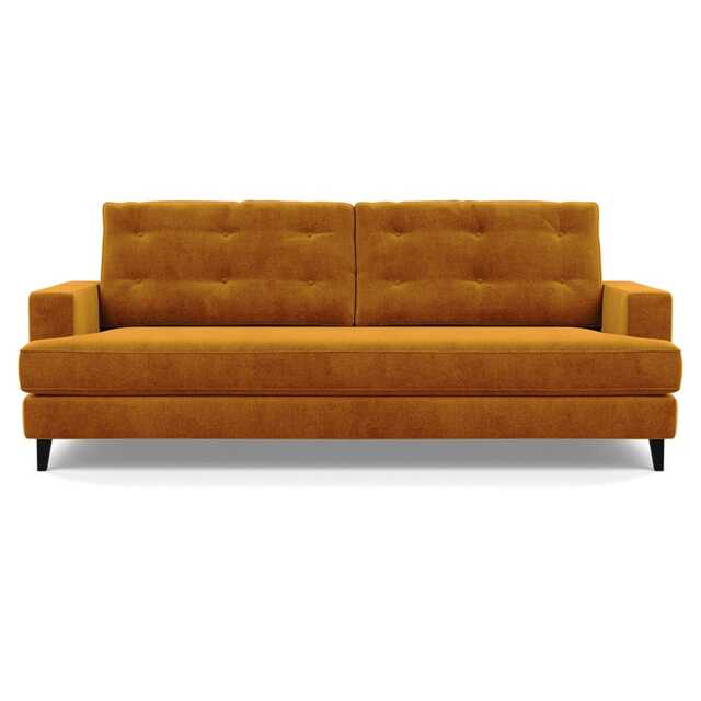 Heal's Mistral 4 Seater Sofa Smart Luxe Velvet Cognac Black Feet